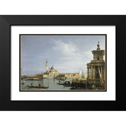 The Island of San Giorgio Maggiore, Venice Black Modern Wood Framed Art Print with Double Matting by Canal, Giovanni Antonio