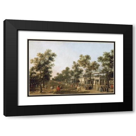 View of The Grand Walk, Vauxhall Gardens Black Modern Wood Framed Art Print with Double Matting by Canal, Giovanni Antonio