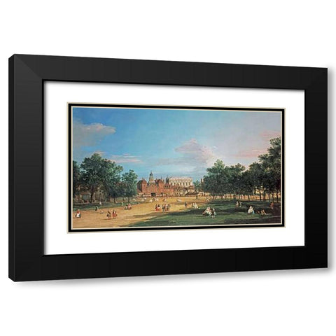 London: The Old Horse Guards and The Banqueting Hall Black Modern Wood Framed Art Print with Double Matting by Canal, Giovanni Antonio