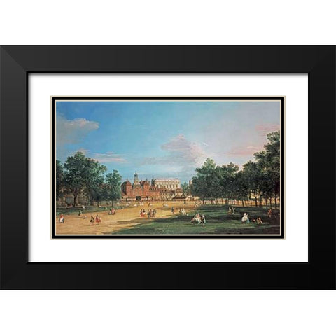 London: The Old Horse Guards and The Banqueting Hall Black Modern Wood Framed Art Print with Double Matting by Canal, Giovanni Antonio