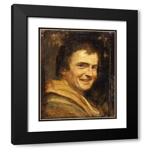 A Smiling Youth Black Modern Wood Framed Art Print with Double Matting by Carracci, Annibale
