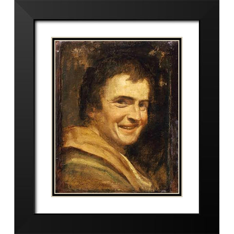 A Smiling Youth Black Modern Wood Framed Art Print with Double Matting by Carracci, Annibale