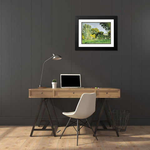 Trees at Jas de Bouffan Black Modern Wood Framed Art Print with Double Matting by Cezanne, Paul