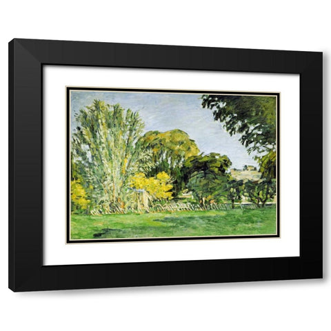 Trees at Jas de Bouffan Black Modern Wood Framed Art Print with Double Matting by Cezanne, Paul