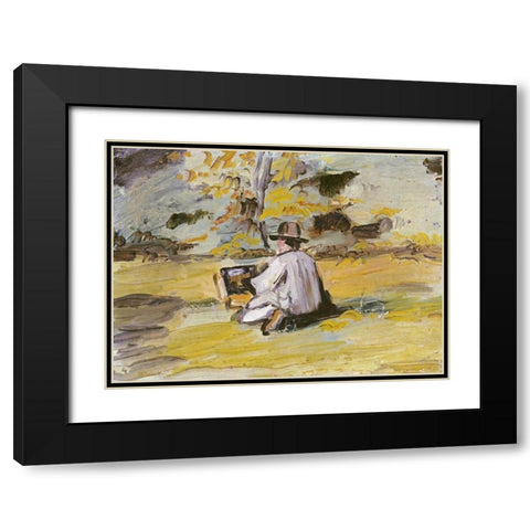 A Painter at Work Black Modern Wood Framed Art Print with Double Matting by Cezanne, Paul
