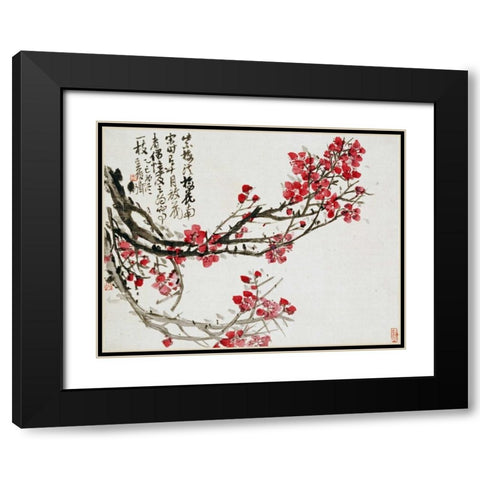 Plum Blossoms Black Modern Wood Framed Art Print with Double Matting by Changshuo, Wu