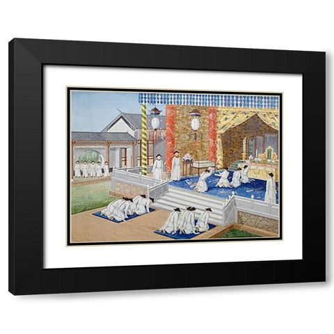 Scenes From Imperial Court Life. 19th Century Black Modern Wood Framed Art Print with Double Matting by Chinese School