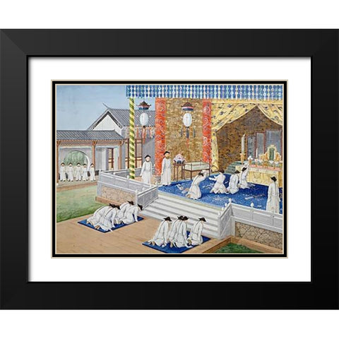 Scenes From Imperial Court Life. 19th Century Black Modern Wood Framed Art Print with Double Matting by Chinese School