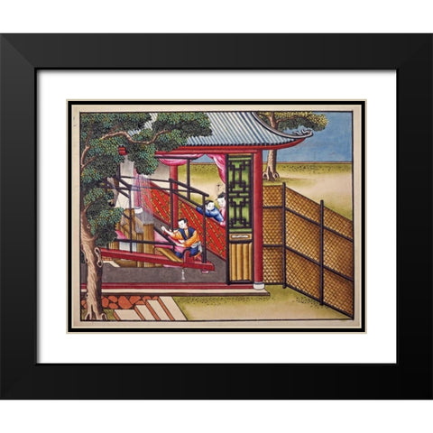 Weaving Silk On a Loom Black Modern Wood Framed Art Print with Double Matting by Chinese School