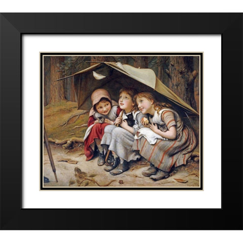 Three Little Kittens Black Modern Wood Framed Art Print with Double Matting by Clark, Joseph