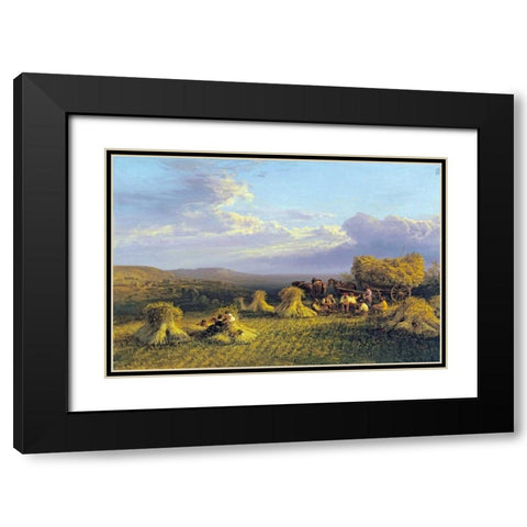 Harvest Scene Black Modern Wood Framed Art Print with Double Matting by Cole, George
