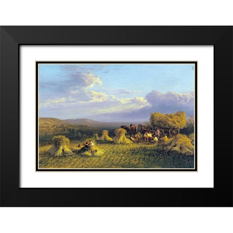 Harvest Scene Black Modern Wood Framed Art Print with Double Matting by Cole, George
