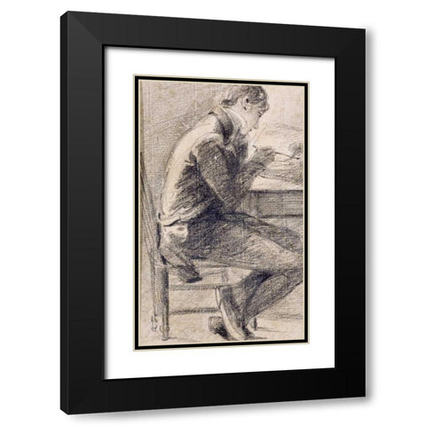 Portrait of An Artist Sketching Black Modern Wood Framed Art Print with Double Matting by Constable, John