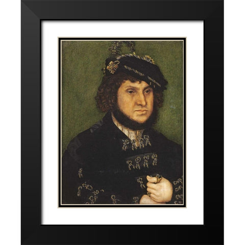 Portrait of Kurfust Herzog Johann der Bestandige Von Saschen Black Modern Wood Framed Art Print with Double Matting by Cranach, Lucas