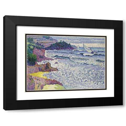 La Mer Clapotante Black Modern Wood Framed Art Print with Double Matting by Cross, Henri Edmond