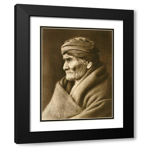 Geronimo, Apache Black Modern Wood Framed Art Print with Double Matting by Curtis, Edward S.