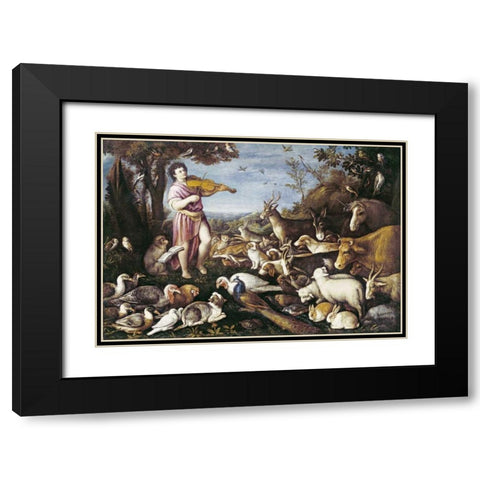 Orpheus Charming The Animals Black Modern Wood Framed Art Print with Double Matting by Da Ponte, Leandro