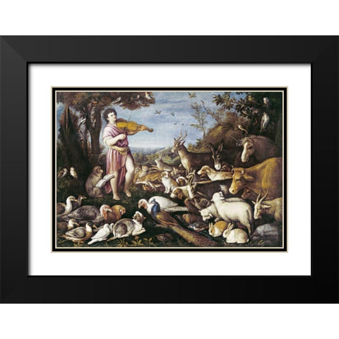 Orpheus Charming The Animals Black Modern Wood Framed Art Print with Double Matting by Da Ponte, Leandro