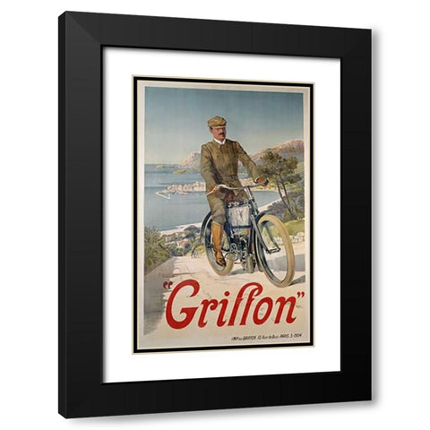 Griffon Black Modern Wood Framed Art Print with Double Matting by d Alesi, Hugo