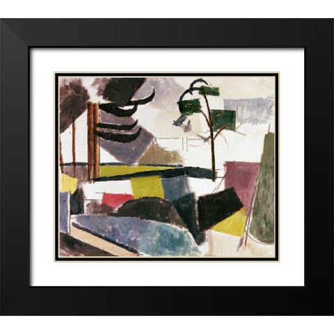 Unfinished Landscape With Tree Branches Black Modern Wood Framed Art Print with Double Matting by De La Fresnaye, Roger