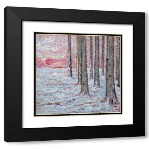 Winter In The Forest Black Modern Wood Framed Art Print with Double Matting by De Nuncques, William Degouve