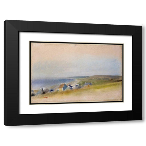 Houses On The Cliff Edge at Villers-Sur-Mer Black Modern Wood Framed Art Print with Double Matting by Degas, Edgar