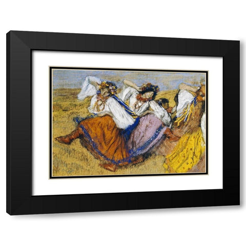 Russian Dancers Black Modern Wood Framed Art Print with Double Matting by Degas, Edgar