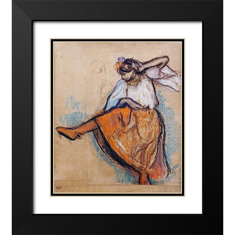 The Russian Dancer Black Modern Wood Framed Art Print with Double Matting by Degas, Edgar