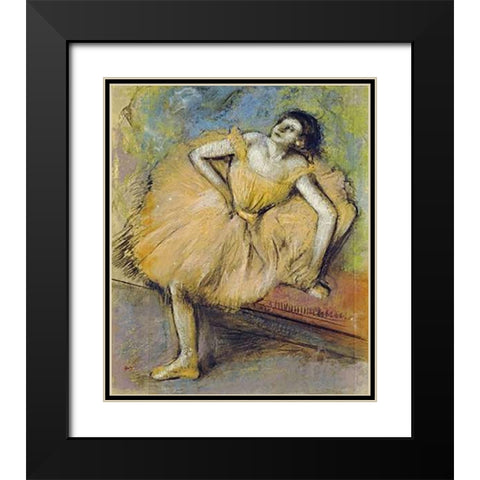 Danseuse Assise Black Modern Wood Framed Art Print with Double Matting by Degas, Edgar