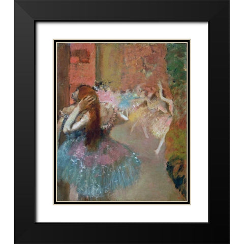 Scene De Ballet Or Balleteuses Black Modern Wood Framed Art Print with Double Matting by Degas, Edgar