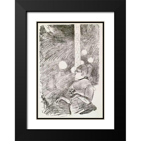 The Song of The Dog Black Modern Wood Framed Art Print with Double Matting by Degas, Edgar