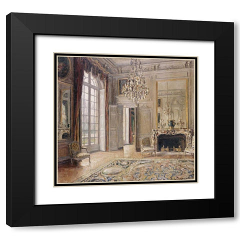 Salon De Madame De Maintenon Black Modern Wood Framed Art Print with Double Matting by Delaporte, Maurice-Eugene