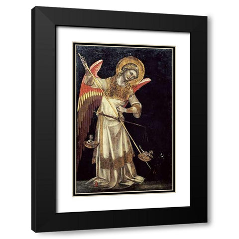 An Angel Protecting a Soul In The Balance From The Devil Black Modern Wood Framed Art Print with Double Matting by Di Arpo, Guariento