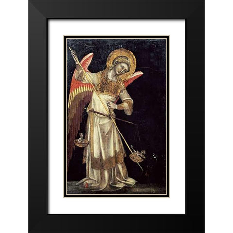 An Angel Protecting a Soul In The Balance From The Devil Black Modern Wood Framed Art Print with Double Matting by Di Arpo, Guariento