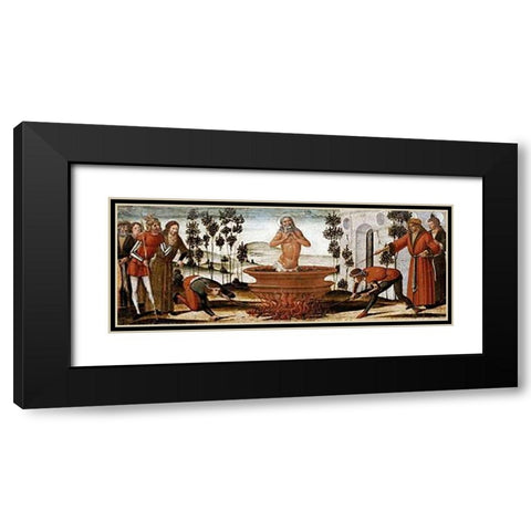 Saint John The Evangelist In a Vat of Boiling Oil: a Predella Panel Black Modern Wood Framed Art Print with Double Matting by Di Giovanni, Benvenuto