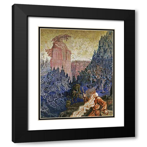 The Wandering Jew and Gargantua Black Modern Wood Framed Art Print with Double Matting by Dore, Gustave