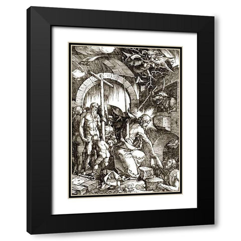The Harrowing of Hell From The Large Passion Black Modern Wood Framed Art Print with Double Matting by Durer, Albrecht