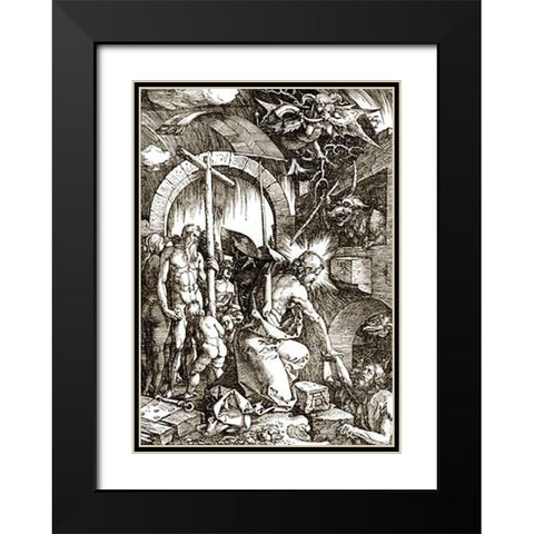 The Harrowing of Hell From The Large Passion Black Modern Wood Framed Art Print with Double Matting by Durer, Albrecht
