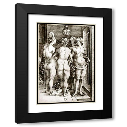The Witches Black Modern Wood Framed Art Print with Double Matting by Durer, Albrecht