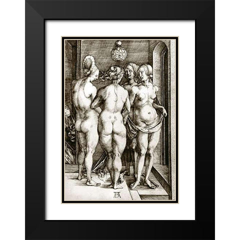 The Witches Black Modern Wood Framed Art Print with Double Matting by Durer, Albrecht