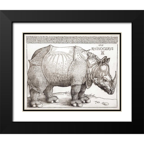 The Rhinoceros Black Modern Wood Framed Art Print with Double Matting by Durer, Albrecht
