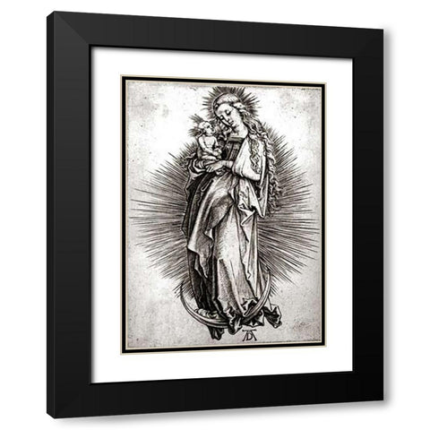 The Virgin and Child On a Crescent Black Modern Wood Framed Art Print with Double Matting by Durer, Albrecht