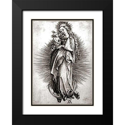 The Virgin and Child On a Crescent Black Modern Wood Framed Art Print with Double Matting by Durer, Albrecht