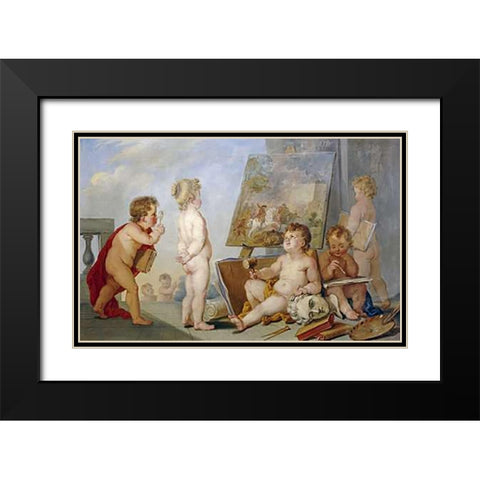 Une Allegorie Des Arts Black Modern Wood Framed Art Print with Double Matting by Eisen, Charles