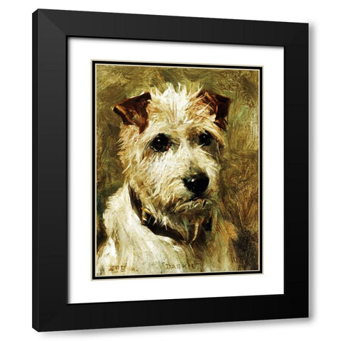 Portrait of a Terrier: Darkie Black Modern Wood Framed Art Print with Double Matting by Emms, John