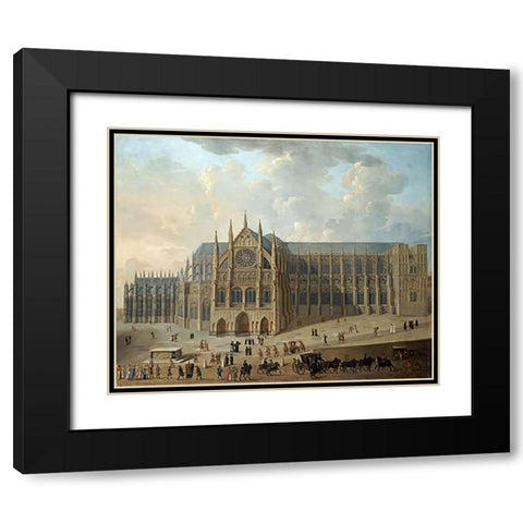 View of Westminster Abbey Black Modern Wood Framed Art Print with Double Matting by English School