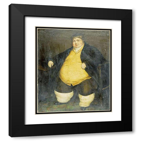 Portrait of Daniel Lambert Black Modern Wood Framed Art Print with Double Matting by English School