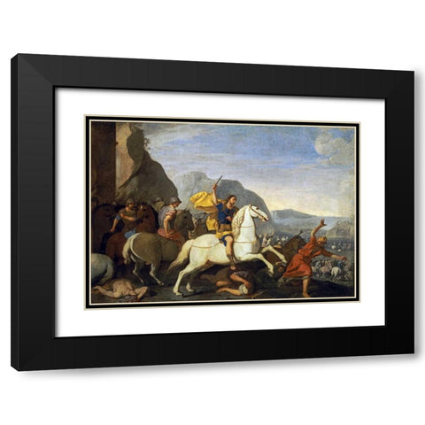 Saint James at The Battle of Clavijo Black Modern Wood Framed Art Print with Double Matting by Falcone, Aniello