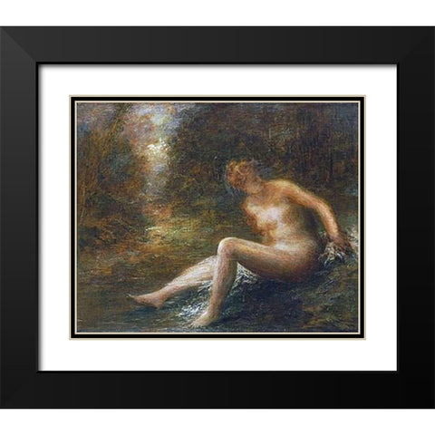The Huntress Black Modern Wood Framed Art Print with Double Matting by Latour, Henri Fantin