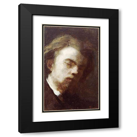Self-Portrait Black Modern Wood Framed Art Print with Double Matting by Latour, Henri Fantin